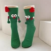 Autumn and winter scarves, Santa Claus socks, red couple gifts for women, mid-calf socks, cute children for the New Year, all trendy Specification image